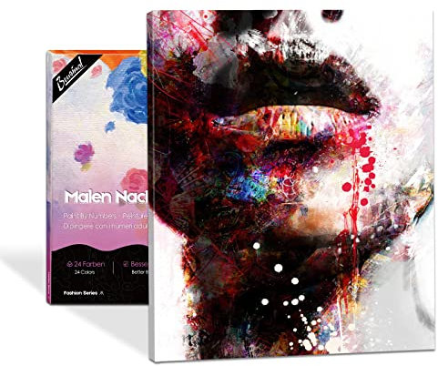 Bougimal Malen Nach Zahlen Erwachsene Popularität, Bunt Lippen mit Rahmen 40 x 50 cm
