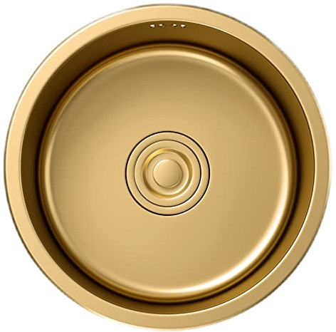 Fregadero Dorado Redondo Minifregadero Individual Hecho A Mano Fregadero De Cocina De Acero Inoxidable Fregadero Individual De Barra De Isla Central Fregadero De Lavabo para El Hogar (Color : Gold,