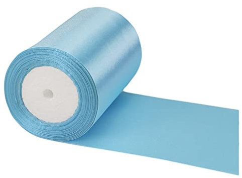 10cm Geschenkband Himmelblau Band Breit, 23 m Große Stoffband Schleife Breites Satinband Schleifenband Glitzer Geschenkschleife XXL für Verpacken von Geschenken Weihnachten Hochzeit Dekorieren Auto