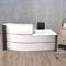 Schrank & Stuhl | Empfangstheke Surround mit Beratungsplatz, Stauraumeinheit ohne Tür - Verkaufstheke für den Empfangsbereich, 112 x 231 x 122,5 cm (HxBxT), Weiß/Anthrazit
