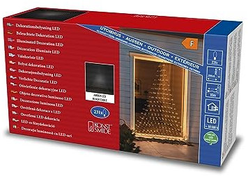 Konstsmide LED Lichternetz Triangel, 231 bernsteinfarbene Dioden, 30V, Außen (IP44), 3,6W, schwarzes Kabel - 4040-800