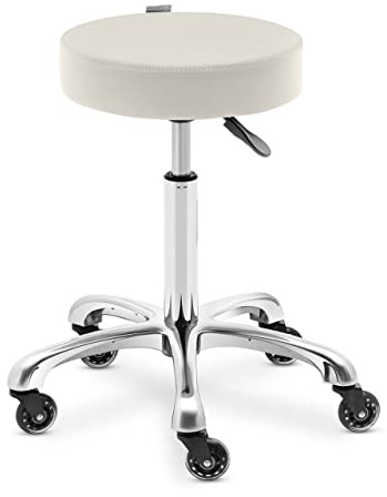 Physa Worcester BEIGE Rollhocker Beige 53-71 cm Rollhocker höhenverstellbar Friseurhocker Kosmetikhocker