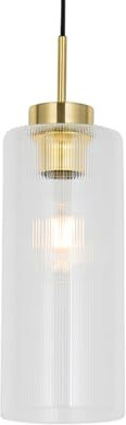 Qazqa - Art Deco Art-Deco-Hängelampe I Pendellampe I Pendelleuchte Gold I Messing mit Glas - Laura I Wohnzimmer I Schlafzimmer - Rund I Länglich - LED geeignet E27