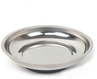 Metallplatte, magnetisch, rund, Ø 14,8 x 2,4 x 3,8 cm, aus Edelstahl, Farbe Chrom