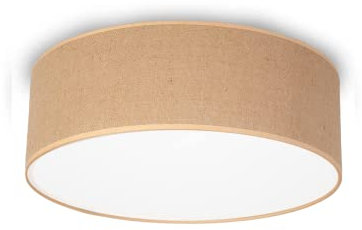 youngDECO® MINI Deckenlampe Rund Ø28 cm - Deckenleuchte Jute 2 x E27 - Baumwollstoff Lampenschirm - Lampe Schlafzimmer, Wohnzimmer, Kinderzimmer und Küche (Ohne Glühbirne)