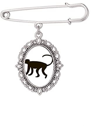 Brosche mit Affe, Schwarz, M