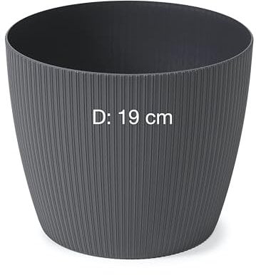 Übertopf Blumentopf Kräutertopf 3D Rillen Dekorativ (Anthrazit, M-19 cm)