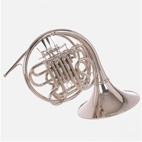 Professionelle Waldhorn Vernickeltes Waldhorninstrument Mit Vier Tasten In B/F-Ton, Mundstück Und Koffer