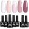 TOMICCA Gel Nail Polish Set 7PCS Classic French White Light Pink Nude French Manicure Gel Polish Starter Kit with No Wipe Top and Base Coat Soak Off UV DIY Home Manicure Kit Gift for Women Girls