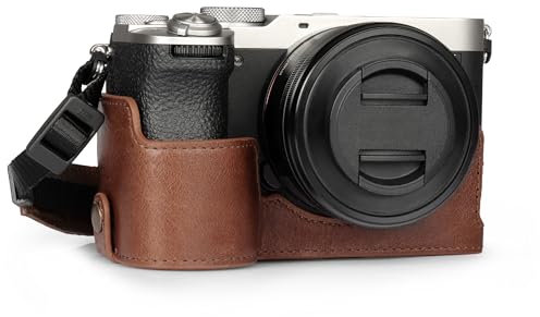 MegaGear Echtleder-Kameratasche für Sony Alpha a7C II - Stilvoll und Schützend (Braun)