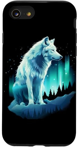 Wolf Northern Lights Alaska Arctic Up North White Wolf Lover Hülle für iPhone SE (2020) / 7 / 8