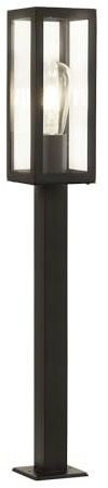 Licht-Erlebnisse Stehleuchte außen IP44 Schwarz E27 90 cm Glas Edelstahl Modern Stehlampe Garten Hof