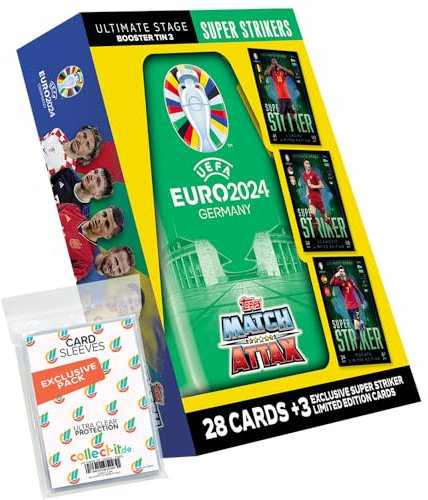 Bundle mit Match Attax UEFA Euro 2024 Germany - 1 Mini Tin Box Super Strikers + Exklusive Collect-it Hüllen