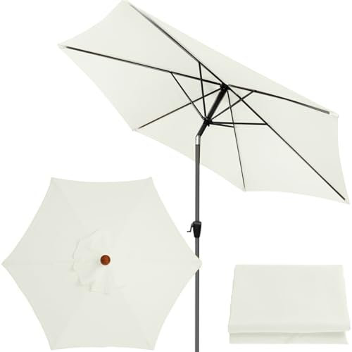 AIMENJOY Rechange Toile de Parasol de Jardin (2 m / 2.7 m / 3.0 m) Dessus de Parapluie de Remplacement pour 6 Bras, Housse de Rechange pour Parasol, pour Terrasse/Jardin/Piscine (Beige,2.7M / 8.9Ft)