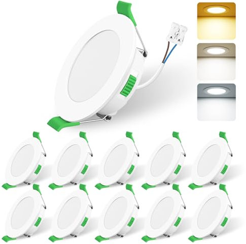 ALUSSO LIGHTING LED Einbaustrahler 230V,5W Dimmbar Deckenspots 460 Lumen,3CCT 3000K 4000K 6500K Einstellbar Einbauleuchten, IP44 Deckenstrahler für Badezimmer Wohnzimmer, 10er Set,Weiß