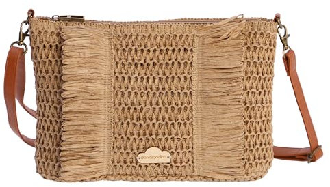 Don Algodon Damen Beja Umhängetasche, Strandtasche, Sommertasche, Basttasche, Natur
