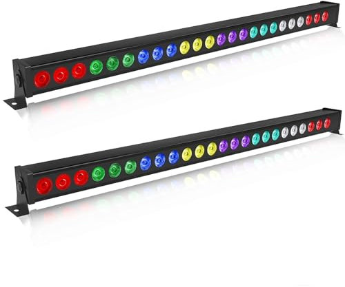 UKing LED Wall Wash Partylicht 24 x 3W LEDs RGB Bar Disco Lichteffekt dmx512 musikgesteuert Strobe Beleuchtung für DJ Disco Home Party Bühnenlichter, 2 PC(Ohne Fernbedienung)