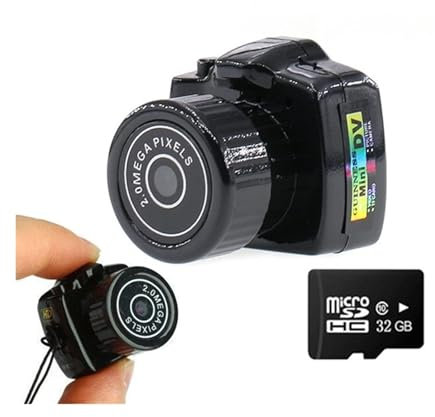BODORME Action Camera Tiny Mini Camera HD Video Audio Recorder Webcam Y2000 Camcorder Small DV DVR Security Secret Nanny Car Sport Micro Cam With Mic(Cam add 32g tf Card)