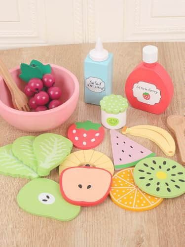 SaiXuan Set de Juguetes de Cocina de Madera para Niños - Frutas y Verduras para Cortar, Incluye Pelador/Cuchillo/Tabla, Juguetes Montessori para 3 Años o Más