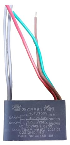 DEYIN Deckenventilator-Kondensator CBB61 4,5+6+5UF 4,5+6+6UF 5+5+5UF 4+4+2,5UF 4+5+6UF 5-adrig 250V 50/60Hz Motor-Betriebskondensator(4 4 2.5UF)