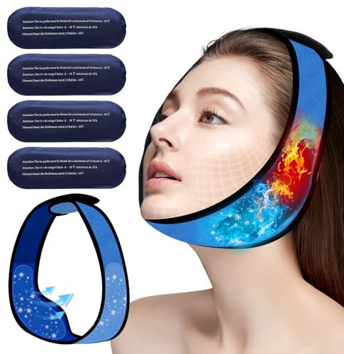 Kit Ghiaccio gel riutilizzabile Caldo Freddo, 4 pezzi Impacco di Ghiaccio per il Viso, Gel di raffreddamento Pad freddo caldo per il viso, mascella, mento, denti del giudizio