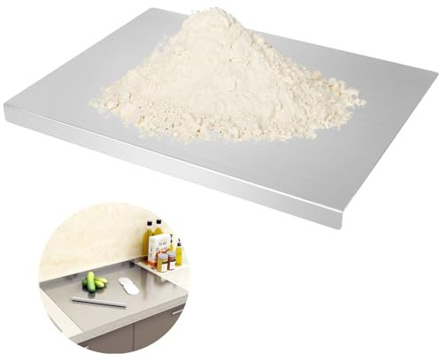 Edelstahl Schneidebrett 30 x 40cm, Küche Schneidbrettchen, Schneidebrett Platte Küche, Schweres Schneidebrett zum Kochen, Arbeitsplatte Knetbrett mit Anschlagkante für Fleisch, Gemüse für Küche Bar