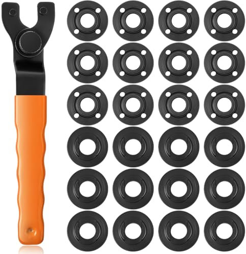 Hicarer 25 Pcs Angle Grinder Nut Angle Grinder Wrench Kit 5/8-11 Flange Metal Lock Nut Wrench Compatible with Dewalt/Makita/Bosch/Hitachi/Metabo (Orange)