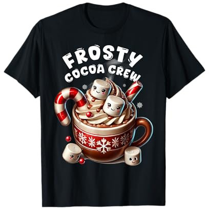 Festive Frosty Cocoa Crew Tasse à chocolat chaud d'hiver T-Shirt