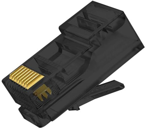 Spetstech RJ45 Cat 6 Pass-Through Connector 50-Pack - Modular Plugs for Ethernet Cables, Cat6 Ends (50, Black)