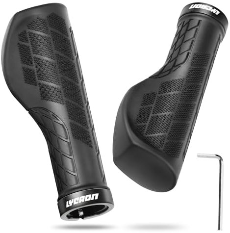 LYCAON Puños Bicicleta Ergonómicos - Manillares para Bicicletas, Goma Antideslizante, con Bloqueo de Aluminio, para bicletas Scooter, Cruiser, Urban, triciclos, de montaña, Carretera, MTB, BMX
