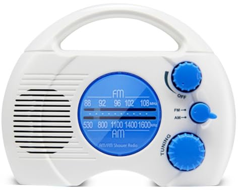 Richeyty Nouvelle Radio Portable Étanche à 4 Niveaux pour Douche AM FM Mini Radio de Salle de Bain avec Carte Enfichable