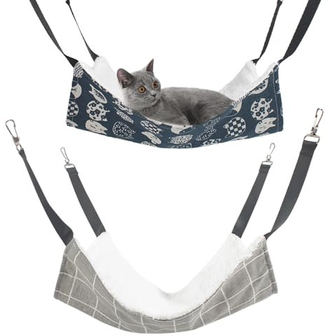 2 Pack Cat Hammock Bed, Rabbit Bed, Guinea Pig Hammock, Cat Radiator Bed, Soft and Comfortable, Easy to Install, Fits Small Animals, Measures 35×35CM/13.78×13.78INCH