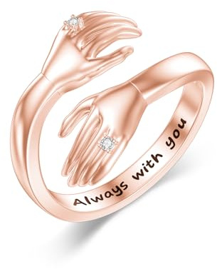 LABBAO Diamant Umarmungsring für Damen 925 Sterling Silber Always With You Offenen Ring Umarmungs mit Lab-Grown Diamant Schmuck Geschenke