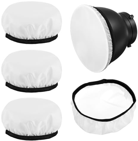 4 Stück Licht Diffusor Socke Weiß 7 18cm Licht Diffusor Reflektor Lichtdiffusor erweicht die Lichtleistung für Studio Strobe Fotografie Reflektor Portrait Blitzlicht