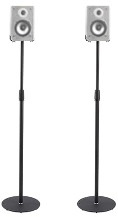 Lautsprecherständer,Boxenständer,Höhenverstellbereich:75-140cm,2er-Pack,Satelliten bis zu 8KG,Speaker Stand mit Ausziehbare Auflagenplatte und Interner Kabelkanal für Regallautsprecher