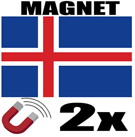 SAFIRMES 2 x Island-Flagge, magnetisch, 6 x 3 cm