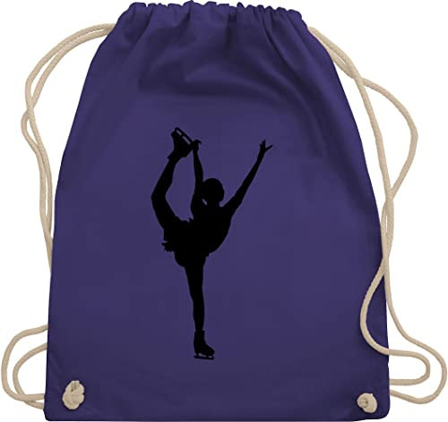 Turnbeutel Rucksack - Snowboard, Ski und mehr - Eiskunstläuferin Einzellaufen - Unisize - Lila - kinderturnbeutel skifahren eislauf baumwollrucksack sport tasche kinder wintersport iceskate