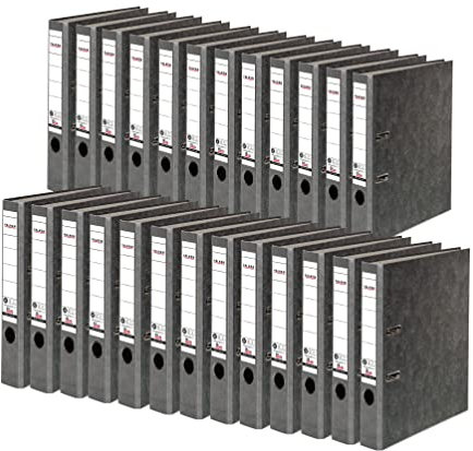 Original Falken 25er Pack Recycling-Ordner Wolkenmarmor. Made in Germany. 5 cm schmal DIN A4 grauer Rücken Ringordner Aktenordner Briefordner Büroordner Pappordner CO2-Neutral Blauer Engel