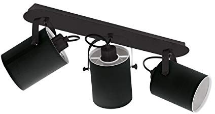 EGLO Deckenlampe Villabate, 3 flammige Deckenleuchte, Klassisch, Deckenstrahler aus Stahl und Textil, Wohnzimmerlampe in Schwarz, Weiß, Küchenlampe, Spots mit E27 Fassung