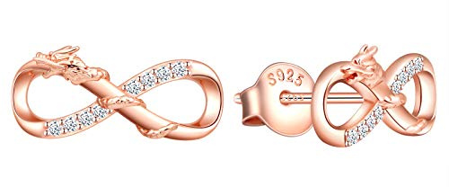INFINIONLY Damen Halskette Anhänger Ohrring Armbänder 925 Sterling Silber Schmuck-Sets drache schmuck-Satz Roségold Intarsien Zirkon