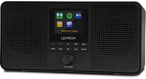 Radio Internet Stereo WIFI LEMEGA IR4S,Radio Digitale Portatile DAB/DAB+ e FM,Spotify Connect,Altoparlante Bluetooth,Sveglia con Doppia Sveglia, 60 Preimpostazioni,Uscita Cuffie - Finitura Nera