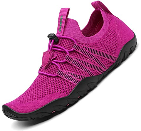 SAGUARO Chaussures Aquatiques Homme Femme Chaussons de Plage Respirant Chaussures d'eau Léger Chaussures de Yoga Natation Plongée Surf Piscine, Rose Rouge, 38 EU