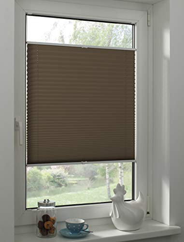 Sunpro24 Plissee auf Maß, Blickdichtes Faltrollo, Klemm-Montage, Sonnenschutzrollo, (B) 101-110 x (H) 121-130 cm, Braun