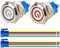 GUUZI 2pcs Interruttore a Pulsante Aggancio 1NO1NC Acciaio Inossidabile Impermeabile 220V-230V/5A Interruttore Illuminato LED con Presa a Filo Spina Adatta per Foro di Montaggio da 19mm(Blu+Rosso)