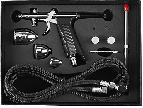 Professional Airbrush Kit with 3 Nozzles (0.3mm/0.5mm/0.8mm) and Cups - HVLP Gravity Feed Spray Gun for Model Painting, DIY Art, Nail, Tattoo, Cake Decorating