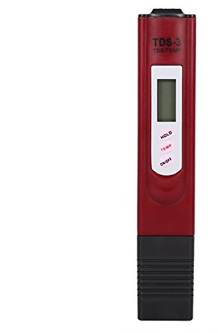 TDS Tester Wasserqualitätsmessgerät, HH und DH Wasserhärtemessgerät, 1% PPM Auflösung Ablesegenauigkeit, Set 0-9990 PPM, mit LCD für Pool, Aquarium (Rot)