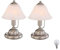 Nachttischlampe Antik Retro Touch ON/OFF nickel/alabasterfarbig nicht Dimmbar Nachtlicht Schreibtischlampe Fensterbank Schlafzimmer incl. 3WLED (2er Set Tischleuchte nickel incl. LED)