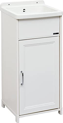 Jo-Bagno.it Lavadero de exterior interior resina PP y PVC blanco, reducido 40 x 40 x 86 cm h Pequeñas dimensiones compacto fácil montaje incluido sifonería