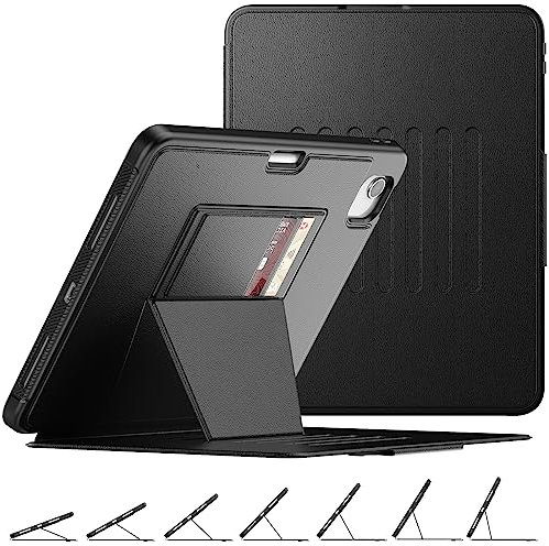 SEYMAC stock Case for iPad Air 5th/4th Generation 10.9 Inch & Pro 11'' 2022/2021/2020/2018, Sturdy Shockproof Case with Pencil Holder, Multi-angle Magnetic Stand & Card Slot, Auto Sleep/Wake, Black