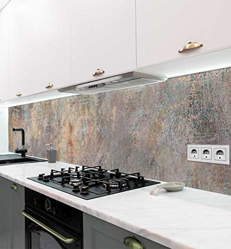 MyMaxxi Küchenrückwand Folie selbstklebend matt - einfache Montage ohne Bohren 0,4mm stark Versteift - Motiv Beton grau 60cm hoch - Spritzschutz Küche Klebefolie - Mauer Marmor Zement 400 x 60cm